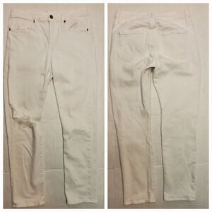 Frame Womens Le Beau High Rise Skinny Leg Jeans Sz 25 White Cotton Distressed